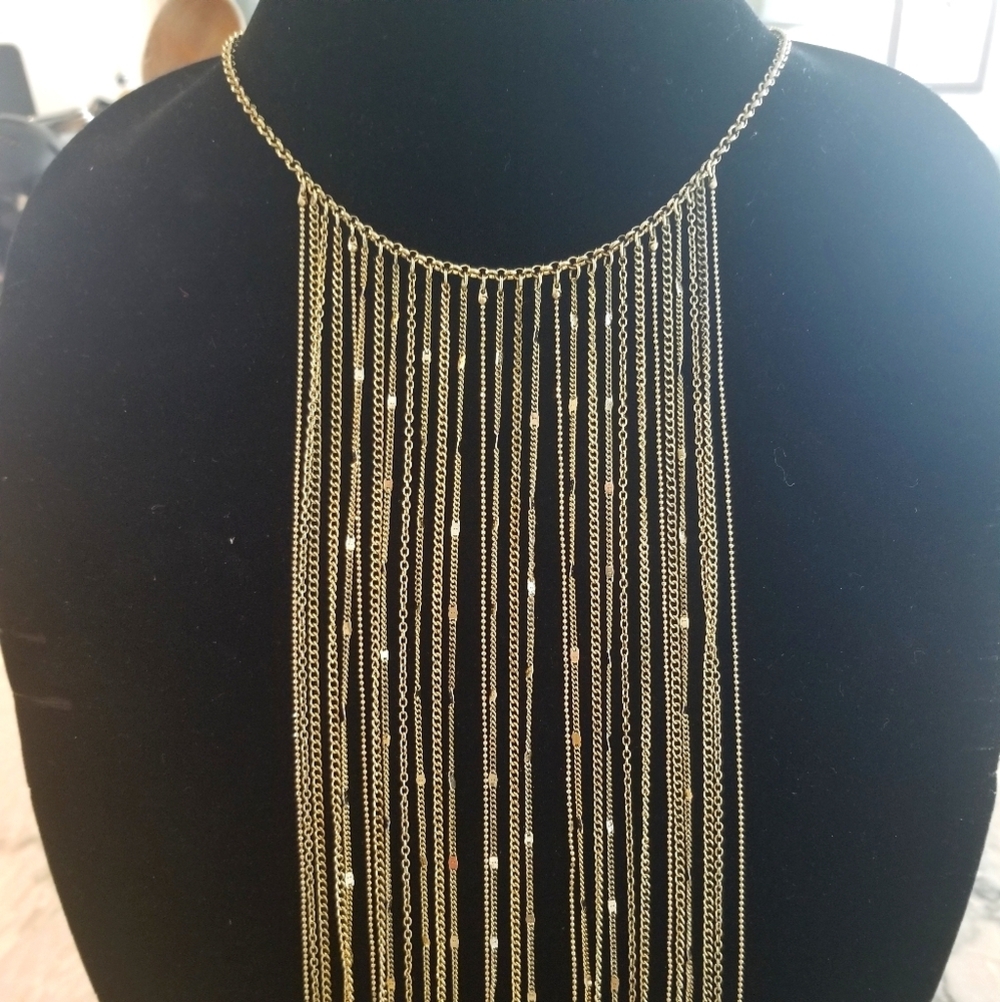FRINGE Gold Tone Necklace